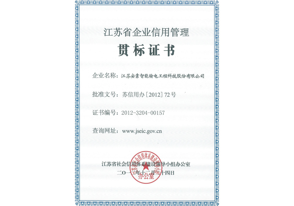 江苏省信息化与工业化融合试点企业证书